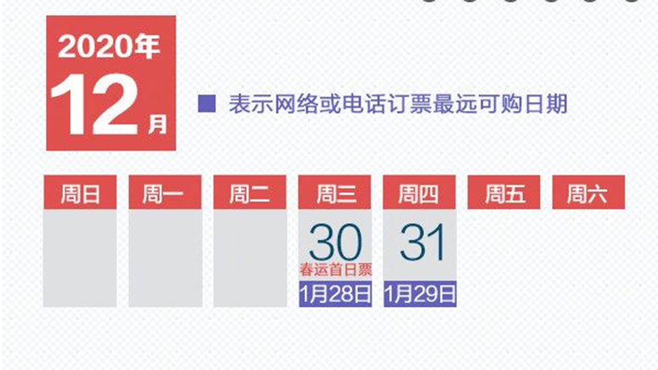 收藏！超實(shí)用2021春運(yùn)購(gòu)票日歷來(lái)了！除夕票可在1月13號(hào)訂票！